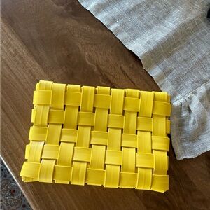 Anthropologie Yellow Woven Clutch